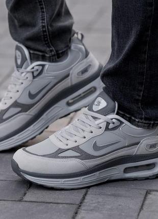 Мужские замшевые, серые с черным, стильные кроссовки nike air max. от 40 до 44 гг. 0849 ал деми4 фото