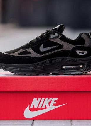 Чоловічі замшеві, чорні з сірим, стильні кросівки nike air max. від 40 до 44 рр. 0847 ал демісезонні