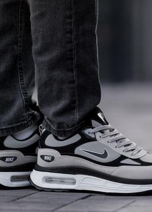 Мужские замшевые, серые с черным, стильные кроссовки nike air max. от 40 до 44 гг. 0850 ал демисезон6 фото