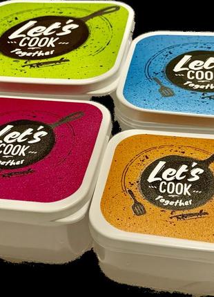 Набір ланчбоксів для їжі неонові 4 шт.