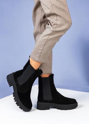 Женские демисезонные замшевые ботинки челси6 фото