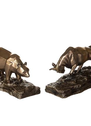 Набір статуеток "бик і ведмідь" (10см) (77487y1)2 фото