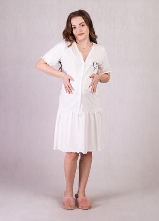 Платье с рюшами на рукавах для беременных лето белый 44-54р.2 фото