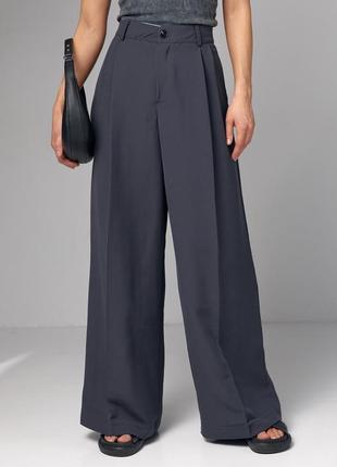Женские широкие брюки-палаццо со стрелками - темно-серый цвет, s (есть размеры)
