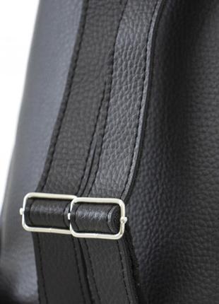 Черный - гладкая экокожа - большой качественный фабричный рюкзак, школа, институт (луцк, 691)10 фото