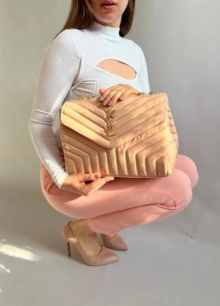 Жіноча сумка з еко-шкіри yves saint laurent 30 goldів сен лоран рожевого кольору молодіжна, брендова сумка через плече1 фото