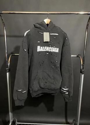 Худи balenciaga destroyed logo hoodie