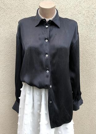 Винтаж,шелковая,чёрная рубашка,блуза,италия,люкс бренд,оригинал,1 фото