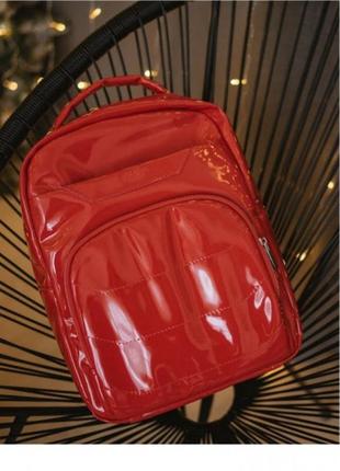 Акция. красный лаковый - фабричный рюкзак с отделением для хранения ноутбука (луцк, 689)