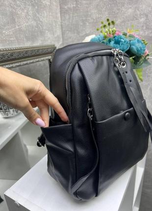 Темная пудра - стильный молодежный сумка-рюкзак на молнии с множеством карманов (0457)6 фото