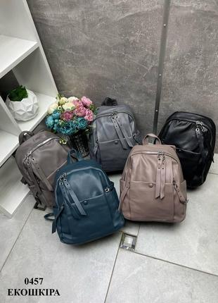 Темная пудра - стильный молодежный сумка-рюкзак на молнии с множеством карманов (0457)3 фото