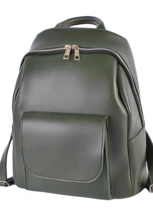 Темно-зеленый - качественный фабричный рюкзак с металлической фурнитурой (луцк, 675)