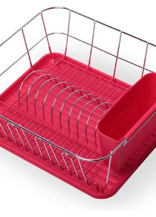 Сушарка для посуду kamille — 370 x 330 x 135 мм червона (0763b)