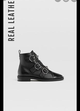 Кожаные ботинки stradivsraius в байкерском стиле черного цвета2 фото