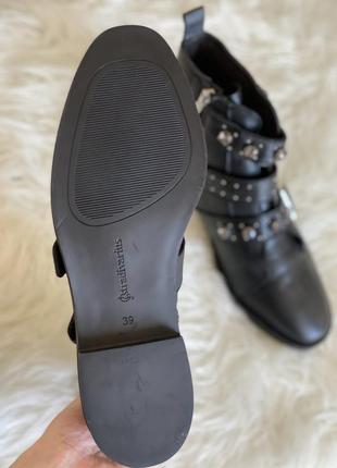 Кожаные ботинки stradivsraius в байкерском стиле черного цвета5 фото