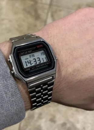 Наручные электронные часы casio retro silver f-91w серебряный цвет (100610)4 фото