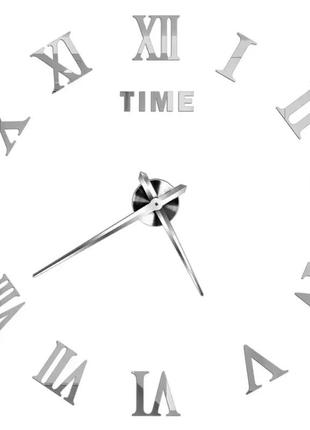 3д годинник настінний, срібний (40-120 см) (9020-008)