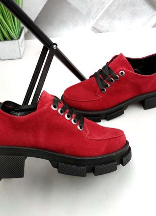 Женские замшевые красные туфли4 фото