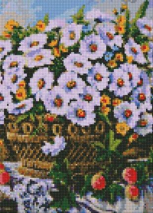Алмазна мозаїка літні квіти 40х50 см, у термопакеті, тм ідейка, україна