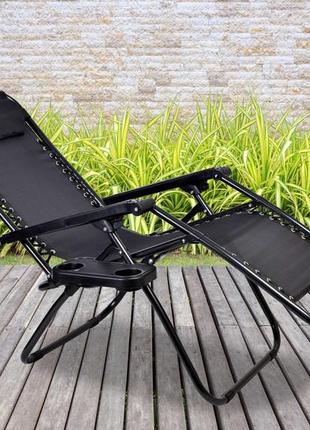 Раскладное садовое кресло шезлонг orion black3 фото
