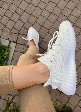 Adidas yeezy boost 350 white повністю білі кросівки адідас ізі (36-40)💜6 фото