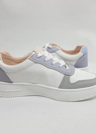 Розміри! 37,38 жіночі кросівки весняні єкошкіра білі з сірим, синім, рожевим6 фото