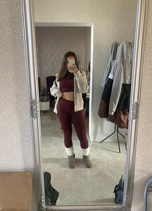 Спортивний костюм бордовий в рубчик
