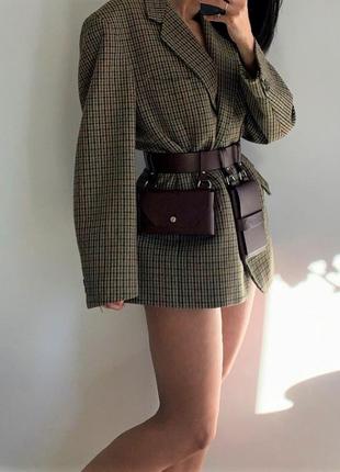 Женский кожаный ремень с двумя карманами novità коричневый1 фото