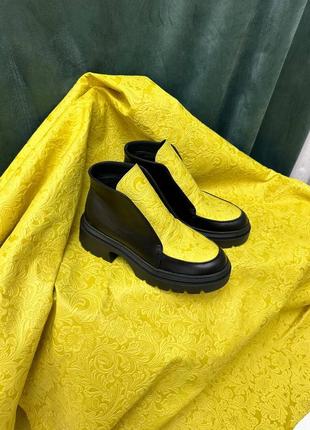 Екслюзивні черевики високі лофери з натуральної італійської шкіри та замші жіночі хайтопи7 фото