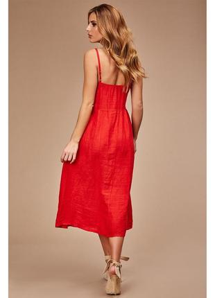 Продам итал. платье 100% лен puro lino цвет sexy красный 48-50 р  пог 55 см7 фото
