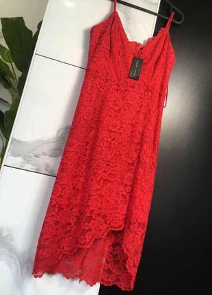 Красное кружевное платье new look3 фото