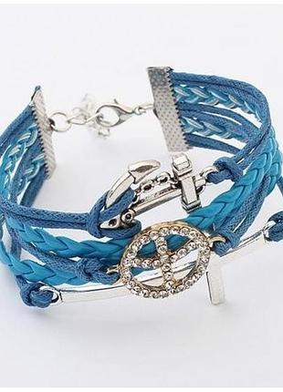🏵️браслет стильный с якорем и крестом, новый! арт. 838