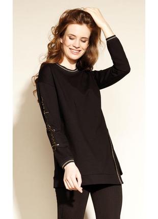 Туніка з потовщеного трикотажу довгий рукав жіноча осіння зимова zaps moris 004 чорна