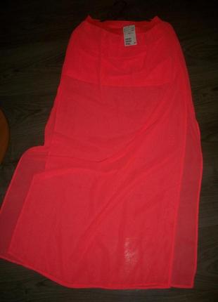 Яркая новая неоновая юбка в пол р 10 46р -м h&m нм1 фото