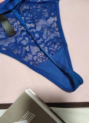 Неймовірні сині трусики стрінги мереживні відверті труси жіночі еротична білизна4 фото