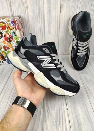 Жіночі кросівки new balance 9060 black gray з натуральної замші