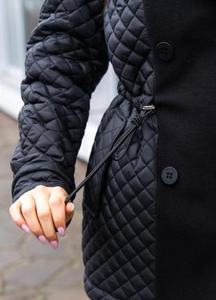 Демисезонная комбинированная куртка к-316, черный4 фото