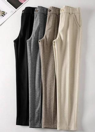 Женские демисезонные шерстяные брюки в елочку со стрелками размер один 42-448 фото