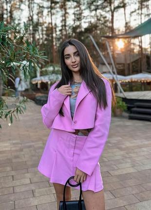 Zara костюм рожевий піджак юбка спідниця