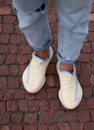 Adidas yeezy boost 350 linen шикарные женские кроссовки адидас бежевого цвета (36-40)💜8 фото