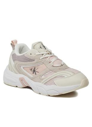 Calvin klein снікерcи retro tennis su-mesh wn yw0yw00891 peach blush/eggshell/creamy white 0jp8 фото