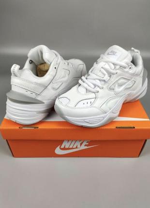 Модні кросівки nike m2k tekno white black / кожаные демисезонные кроссовки найк текно монарх белые2 фото