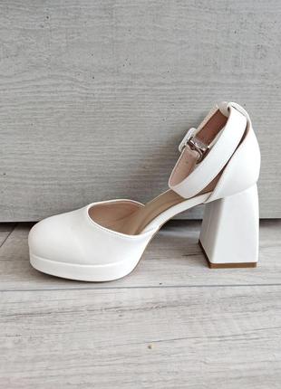 Білі туфлі на каблуку, белые туфли на каблуке, свадебные туфли, весільні туфлі 38-40р код 122197 фото