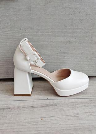 Білі туфлі на каблуку, белые туфли на каблуке, свадебные туфли, весільні туфлі 38-40р код 122199 фото