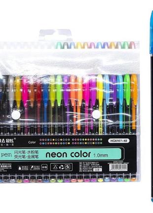 Набор гелевых ручек "neon color" hg6107-48, 48 цветов от imdi