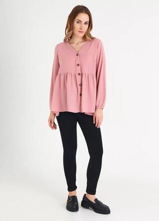 Блуза блузка сорочка рожева з довгим рукавом базова сток today2 фото