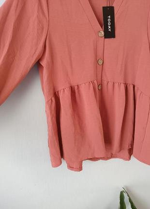 Блуза блузка сорочка рожева з довгим рукавом базова сток today5 фото