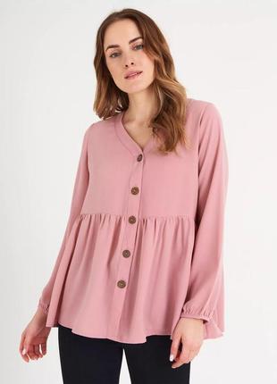 Блуза блузка сорочка рожева з довгим рукавом базова сток today1 фото