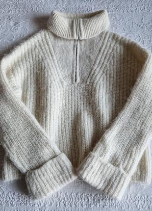 Женский вязаный свитер с молнией на воротнике h m6 фото