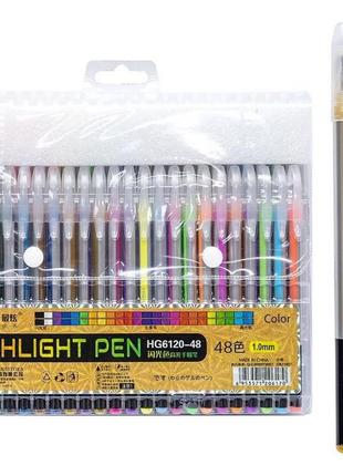 Набор гелевых ручек "highlight pen" hg6120-48, 48 цветов от lamatoys